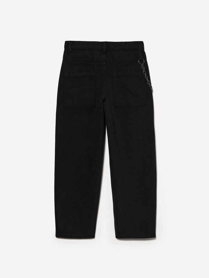 Loose fit black jeans with chain - boy's jeans - Black | Sisley Young image number 2